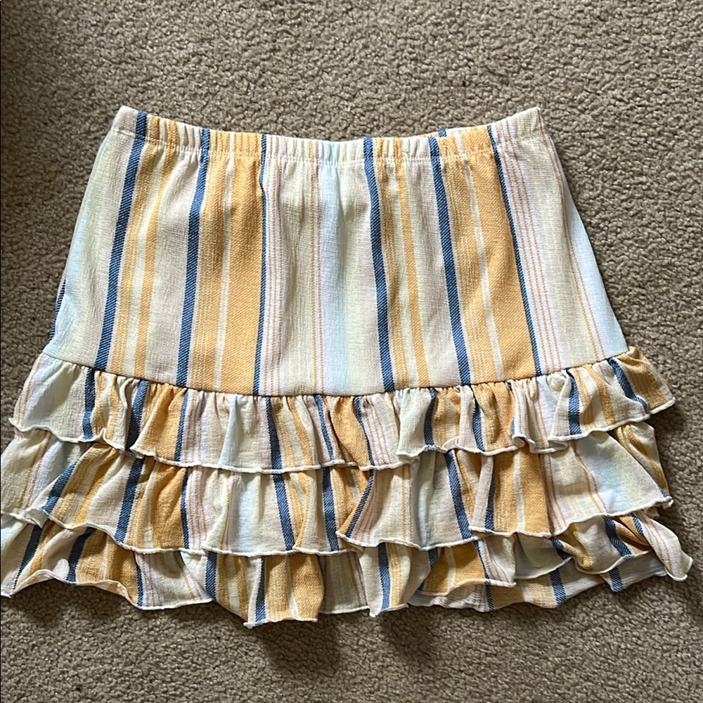 Striped Ruffle Skirt - Yellow and Blue